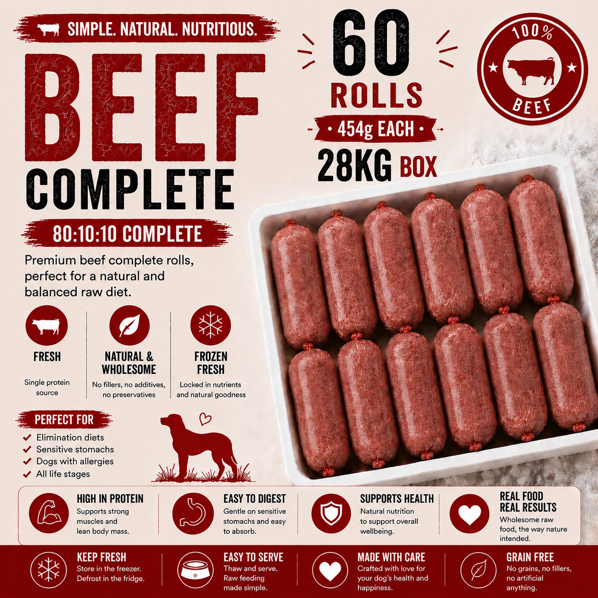 Beef Complete 60 x 454g 28kg 80:10:10