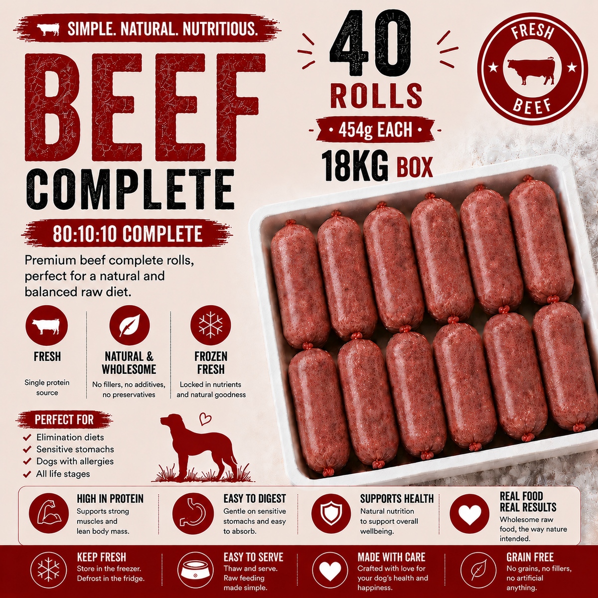 Beef Complete 40 x 454g 18kg 80:10:10