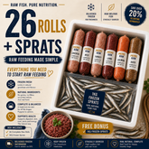 26 Rolls & 1kg Sprats Dog Food 80:10:10