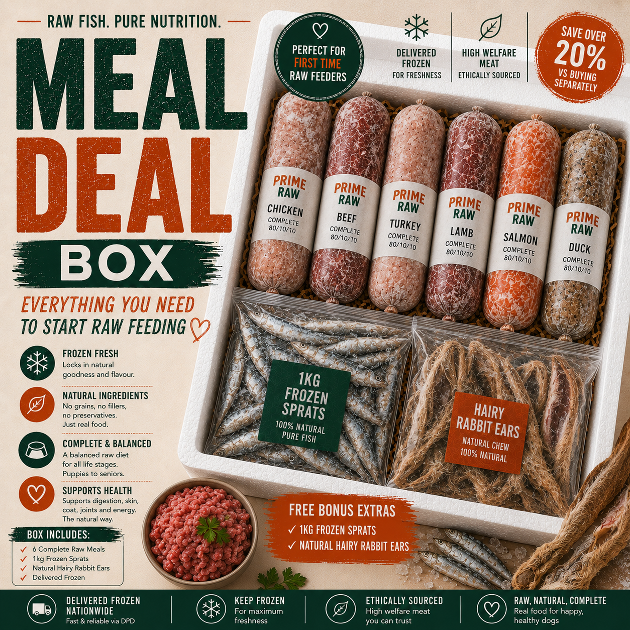 Meal Deal 1 Raw Dog Food 80:10:10