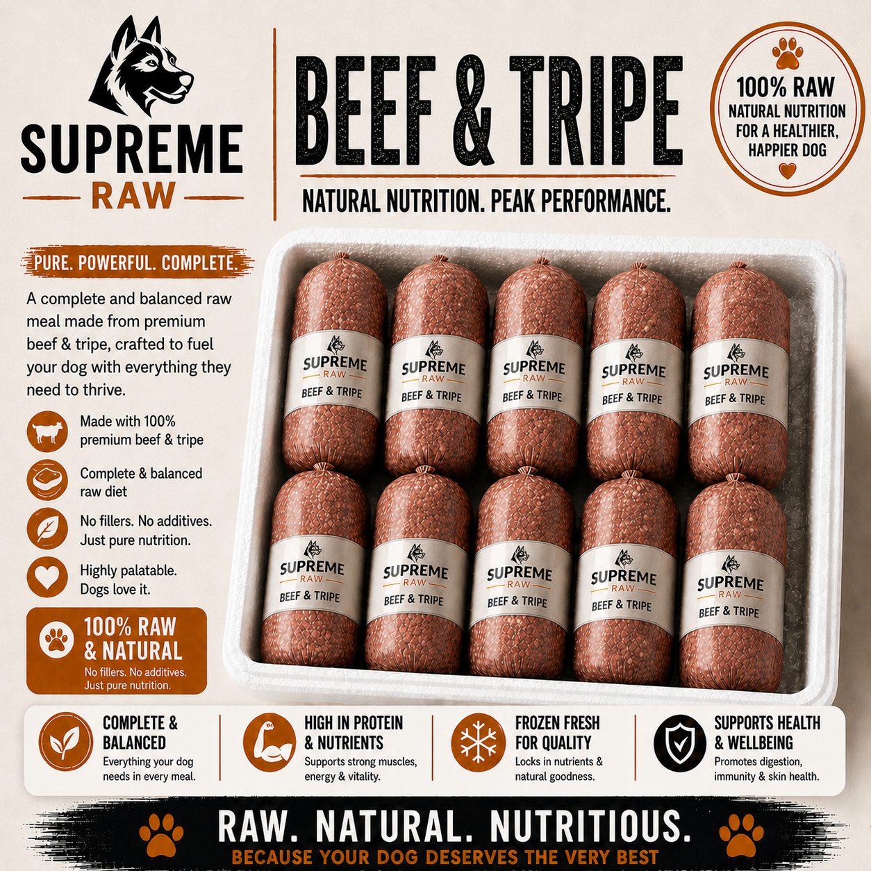 Supreme Raw - Beef & Tripe 80 10 10
