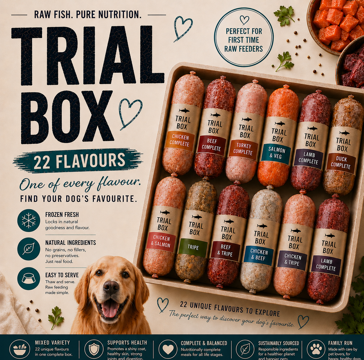 Trial Mix Raw Dog Food 80:10:10