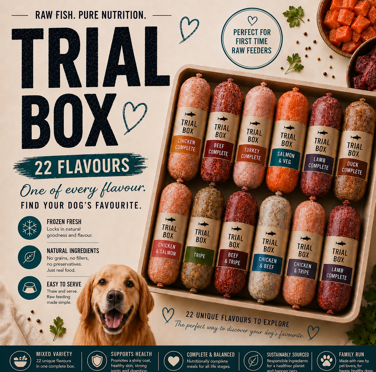 Trial Mix Raw Dog Food 80:10:10