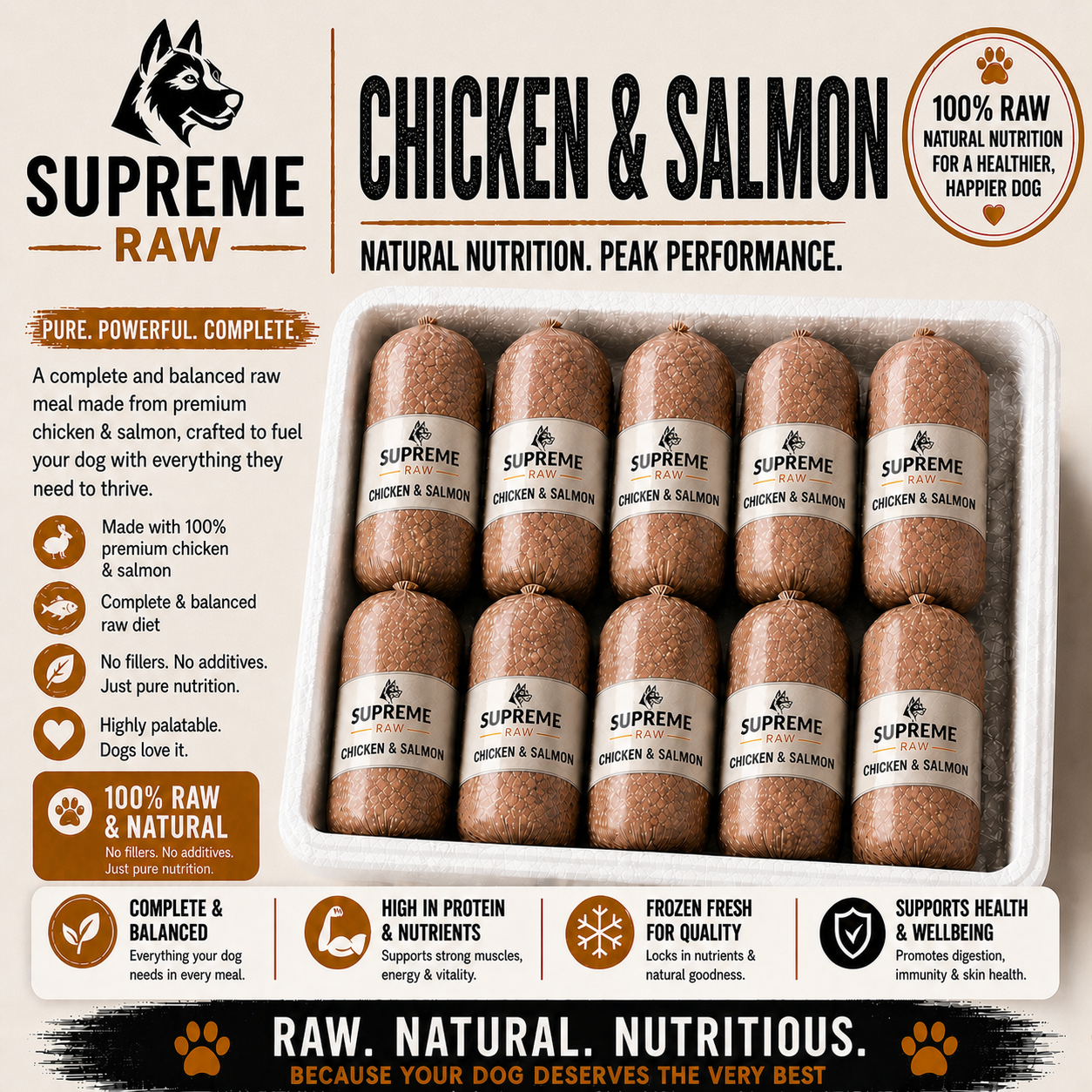 Supreme Raw - Chicken & Salmon 80 10 10