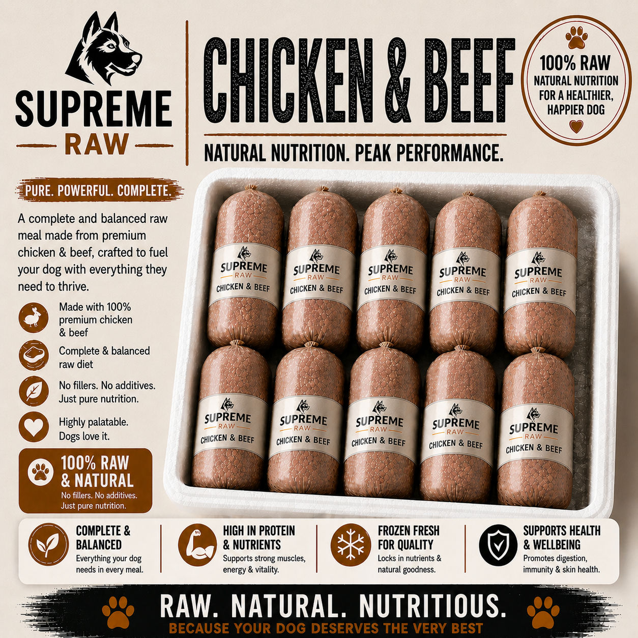 Supreme Raw - Chicken & Beef 80 10 10